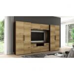 Casa Manuel Set mobila biblioteca Zeus, 330 cm x 189 cm x 54 cm, dublu laminat, 18 mm, Neted, Mat, 8 usi, 2 sertare Biblioteca