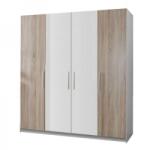 Casa Manuel Dulap Mara 4 usi Alb/Stejar Sonoma, L180xH200xA50 cm Garderoba