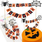 Verk Group Halloween dekoráció Boldog Halloween felirattal - papír és fa tortadíszek (26144)