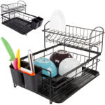 Verk Group Fekete kétszintes edénytartó suszarka tálcával (07170)