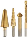GRAPHITE Speciális fúrókészlet, maró, süllyesztő, lépcsős, kúpos 4db-os, HSS-Titán (54T301)
