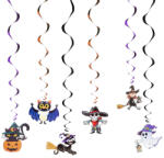 Family Halloween-i dekoráció szett - 6 féle motívum - csillogó spriál akasztóval (58171)