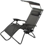 Verk Group Komfort napozóágy pohártartóval és árnyékolóval - Fekete (01428_CZ)