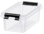 SMARTSTORE Műanyag tárolódoboz, 0, 3 liter, fekete fogantyúkkal, SMARTSTORE Classic 0, 5 , átlátszó (3452070) - papir25