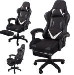 VERK GROUP Fekete gamer forgószék, állítható magasságú, két párnával (01526)