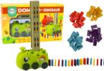 LEAN Toys Zöld dinosz elemes dominóépítő játékkészlet (18695)