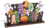Family Halloween-i polc dekoráció fából - "Happy Halloween" - 17 x 10 x 4 cm (56554) - getitnow