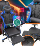 GordonToys Kék Gamer Fotel Beépített Masszázzsfunkcióval és Kihúzható Lábtartóval (G900)