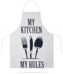Family Konyhai kötény - My kitchen, my rules - 68 x 52 cm - Fehér (56175B)