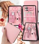 GordonToys Elegáns rózsaszín manikűr készlet, 18 darabos, bőrtokban (G936)