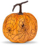 Family Halloween-i tök dekoráció - 16, 5 cm - narancs, pókhálós - habszivacs (56540C)