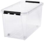 SMARTSTORE Műanyag tárolódoboz, 70 liter, fekete fogantyúkkal, SMARTSTORE Classic 70 , átlátszó (3530170) - papir25