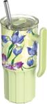 QUOKKA Pahar termic cu pai Quokka Umi cu flori 720 ml verde deschis (40089)