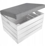 Creative Deco Nagy, kárpitozott fa láda puff tároló doboz 50x40cm (X001SIS5IF)