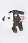 BabyCosy Set Broscuta cu salopeta si body din 80%bumbac organic si 20% poliester - Antracit, BabyCosy (Marime: 0-3 Luni) (BC-CSYK6020-0)