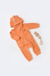 BabyCosy Set Ursulet cu bluzita cu fermoar si gluga si pantaloni lungi din 80%bumbac organic si 20% poliester - Portocaliu, BabyCosy (Marime: 9-12 luni) (BC-CSYK6017-9)