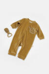 BabyCosy Salopeta Elefant cu maneca lunga din 80%bumbac organic si 20% poliester - Mustar, BabyCosy (Marime: 18-24 Luni) (BC-CSYK6055-18)