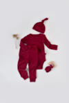 BabyCosy Set 3 piese: body cu maneca lunga, pantaloni lungi si caciulita din bumbac organic si modal - Rosu, BabyCosy (Marime: 9-12 luni) (BC-CSYM22502-9)