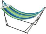 ART Hamac bumbac cu suport otel, geanta, albastru si verde, dungi, 188x62 cm (AR169803)