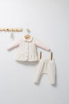 Tongs baby Set 3 piese: pantaloni, bluzita si vestuta eleganta pentru bebelusi Paris Love, Tongs baby (Marime: 12-18 Luni, Culoare: Ecru) (tgs_4465-1)