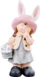 Magic home Decoratiune gradina, MagicHome, ceramica, fata cu iepurasi, 25.5x16x50 cm (8091647)