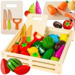  Set de Tăiere Fructe și Legume Colorate din Lemn pentru Copii, cu Accesorii în Cutie (00021942) Bucatarie copii