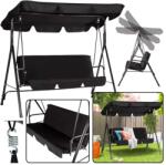 LEAN Fekete 3 személyes kerti hintáágy (26561)