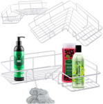 VERK GROUP Fehér sarok polc fürdőszobába, loft stílusban, öntapadós szereléssel (27230_B)