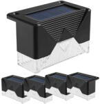 VERK GROUP Napelemes LED kültéri lámpák teraszra, lépcsőre és kerítésre, szürkületi érzékelővel, 4 darab, fekete (12323)