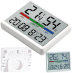 VERK GROUP Modern LCD kijelzős időjárás-állomás: hőmérő, higrométer, óra és dátum - Fehér (27438)