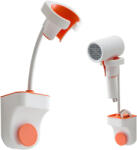 Verk Group Állítható falra szerelhető hajszárító tartó és zuhanyfej akasztó, fehér-narancssárga (01916)