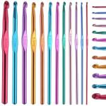 Verk Group 12 darabos színes alumínium horgolótű készlet 2-8 mm méretben, praktikus műanyag tokkal (27058)