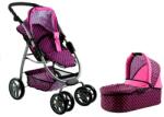 Alice 2 az 1-ben babakocsi, rózsaszín-fekete színben, gondola és sport babakocsi funkcióval (3811)