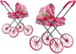 LeanToys Rózsaszín mintás nagykerékű összecsukható babakocsi (17742)