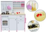 LeanToys Paula rózsaszín és fehér fából készült gyermekkonyha nyitható elemekkel (2635)