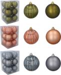 BackHomeLiving 12 darab 8 cm-es olíva/zöld/méz/grafit színű karácsonyfa gömb mix mintákkal (GIF7214)