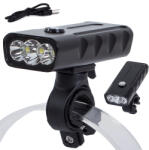 VERK GROUP Cree XM-L T6 LED-es akkumulátoros kerékpárlámpa powerbank funkcióval, fekete (14264)