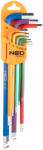 NEO TOOLS Imbuszkulcs készlet 9db hosszú 1.5-10mm, színes (09-512)