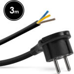 Delight Hálózati szerelhető tápkábel dugóval - műanyag füllel - 3 m kábellel - 3 x 1, 5 mm2 - fekete (05942B)