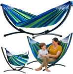 LEAN Kerti hintaszék acél vázzal, zöld-kék 200x120 cm (26573)