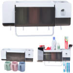 Verk Group Multifunkcionális fürdőszobai szervező: fogkefe- és pohártartó automatikus fogkrémadagolóval, fehér színben (24193)