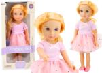 LeanToys Rózsaszín ruhás, tüllös baba arany csillagokkal és hosszú szőke hajjal (19560)