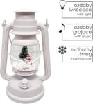 BackHomeLiving Karácsonyi lampion 14, 5 x 11, 7 x 24, 5 / 35, 5 cm LED-es betéttel, zenélő - fehér - hóember karácsonyfával (SOL9355)