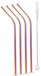 Family Rozsdamentes acél szívószál szett - titán szivárványos (57590)