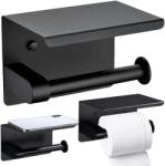 Verk Group Fekete loft stílusú WC papírtartó telefonpolccal (27240)