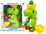 LEAN Toys Vízspriccelő fürdőjáték: zöld dinoszaurusz és színes forgókerék (5369)