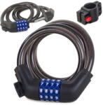 VERK GROUP Szilikonos védőbevonatú, kóddal zárható, 100 cm hosszú fekete kerékpárzár (14074)