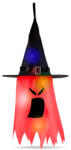 Family Halloween-i LED dekor - szellem - piros - 10 színes LED - akasztható - 2 x 2032 - 75 x 35 cm (56569A)