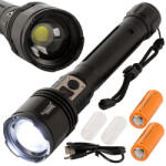 Bailong P221 taktikai LED-es zseblámpa, CREE XHP160 diódával, zoom funkcióval és power bankként is használható (08375)