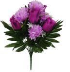 BackHomeLiving Mű virágcsokor - rózsák és krizantémok, 42 x 21 x 21 cm (HID3116)